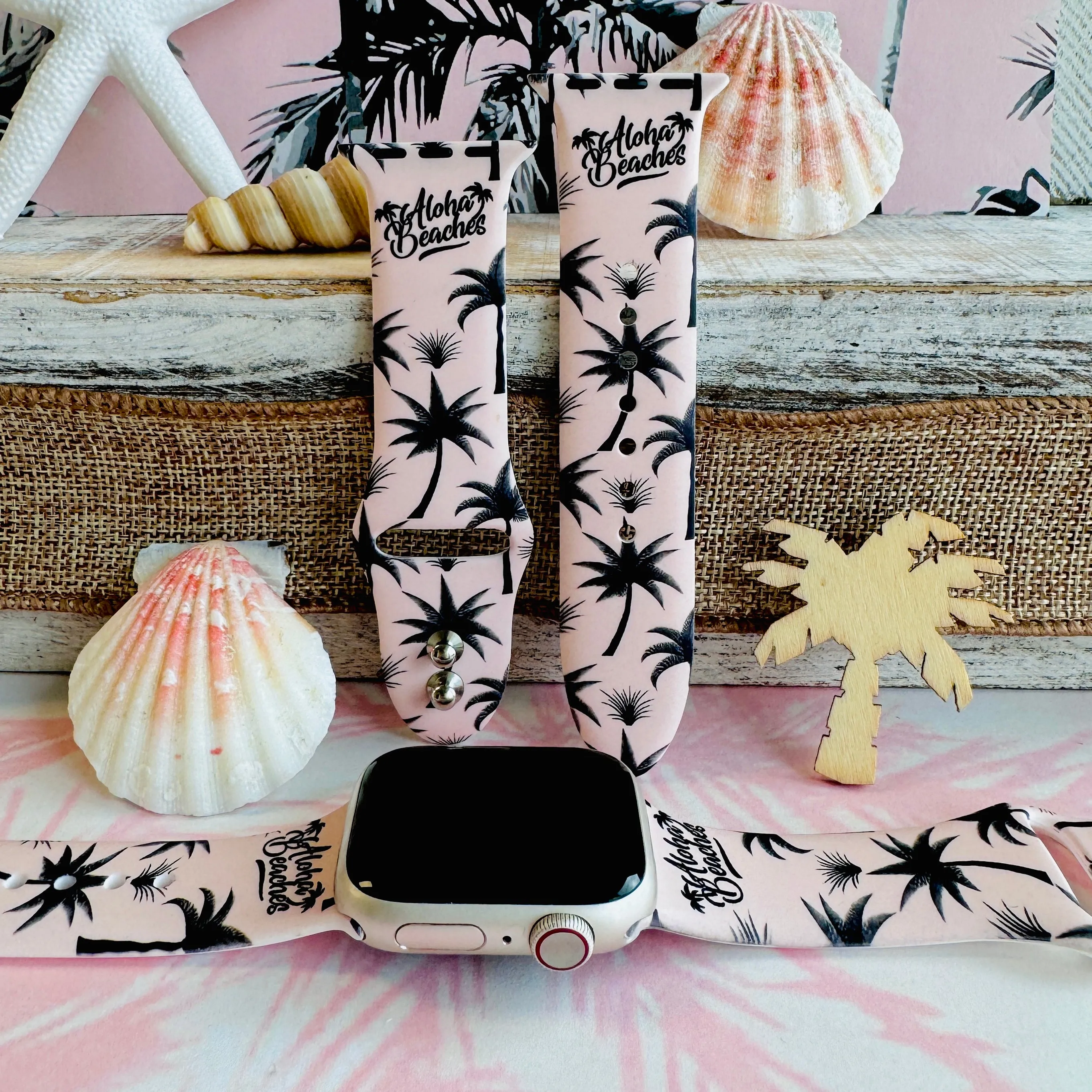 Aloha Beaches Print Silicone Band For Apple Watch