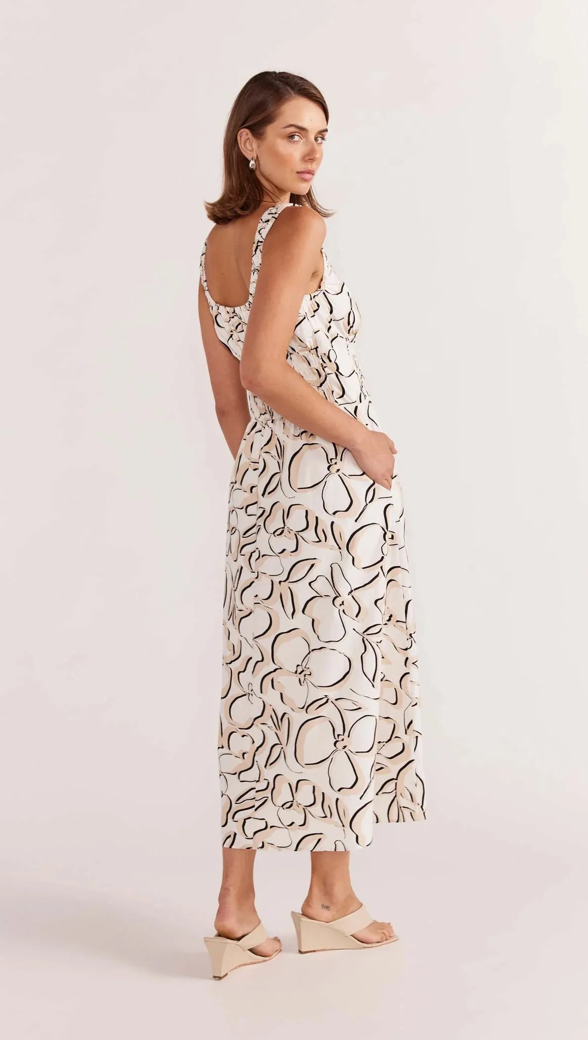 Amina Shirred Midi Dress