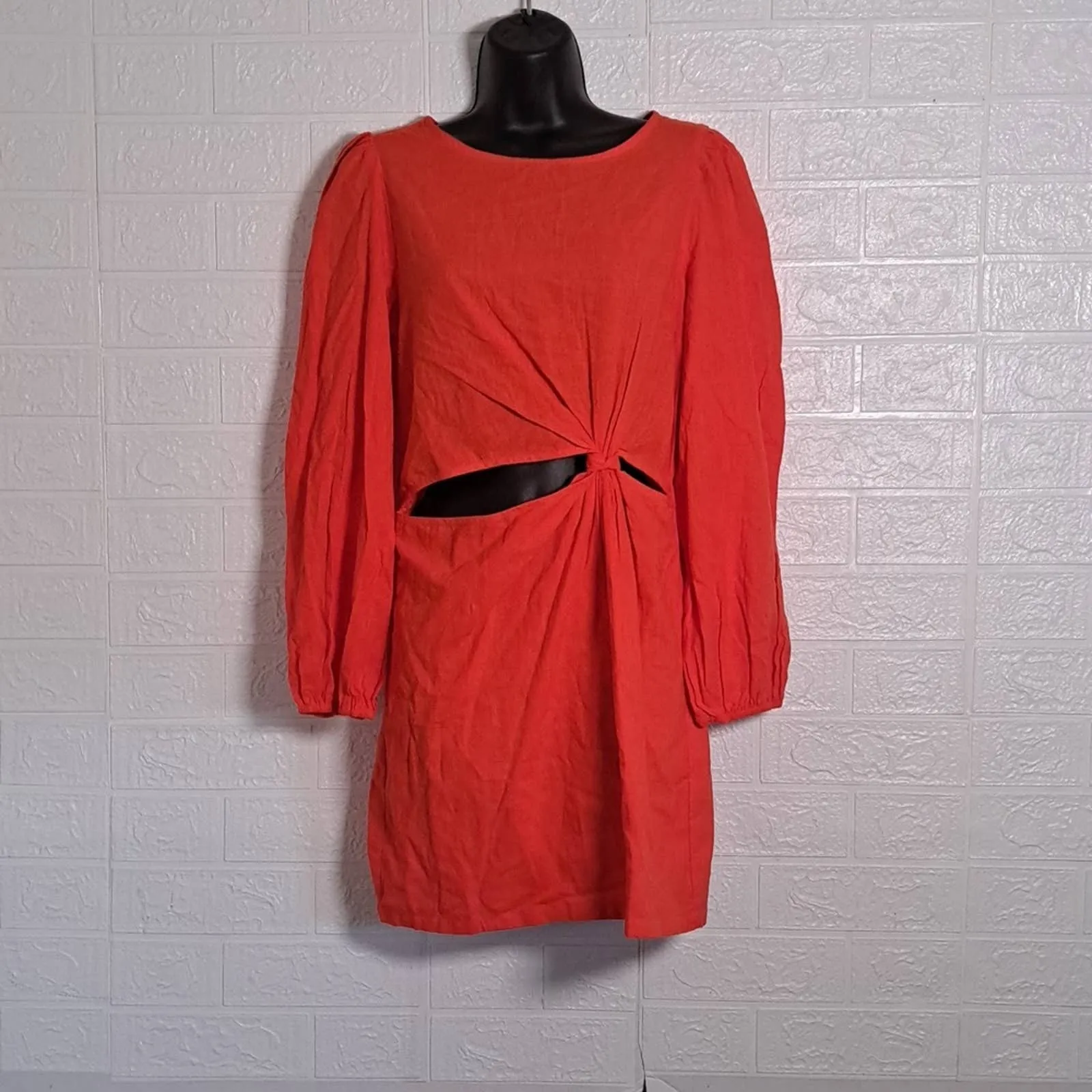 And Now This Cotton Cutout Long-Sleeve Mini Dress Medium