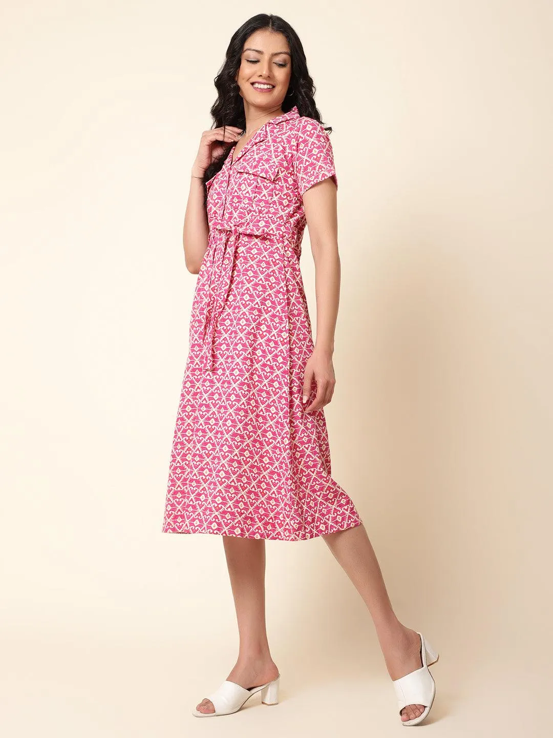 Bani Women Front Pocket MIDI Dress with Belt
