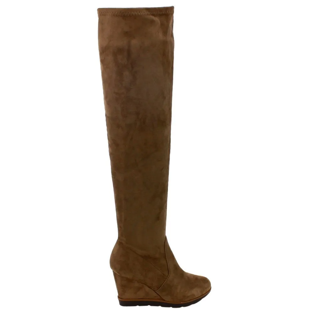 Betani Diana-1 Women's Stretchy Over The Knee Platform Wedge Boots