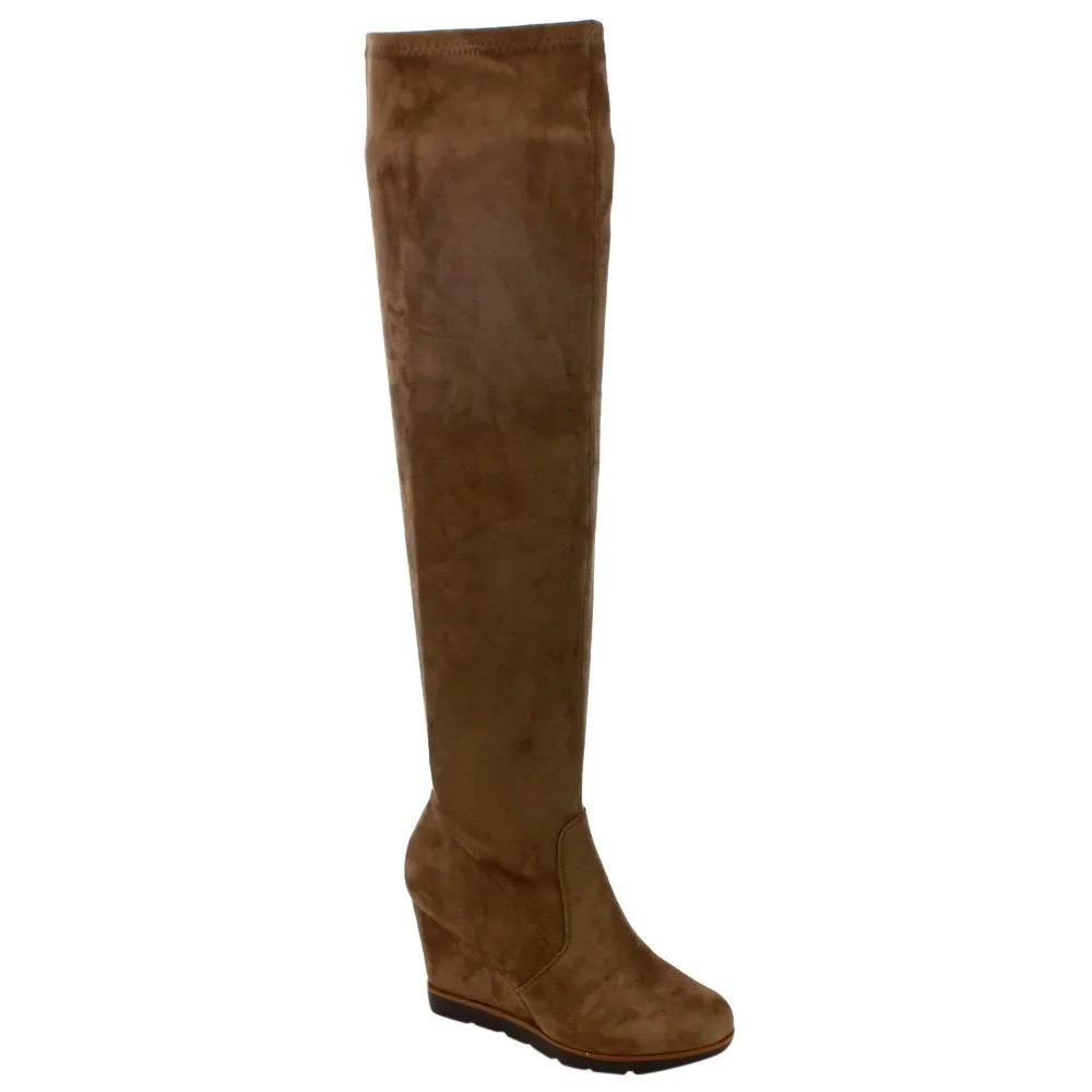Betani Diana-1 Women's Stretchy Over The Knee Platform Wedge Boots
