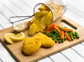 Crumbed Fish Fillets with Wedges, Veg and Sauce - Large - OUT OF STOCK