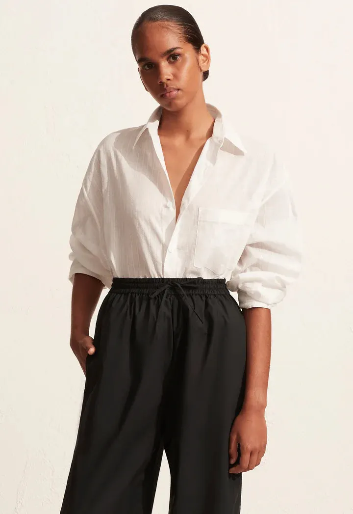 EMBROIDERED OVERSIZED SHIRT - WHITE