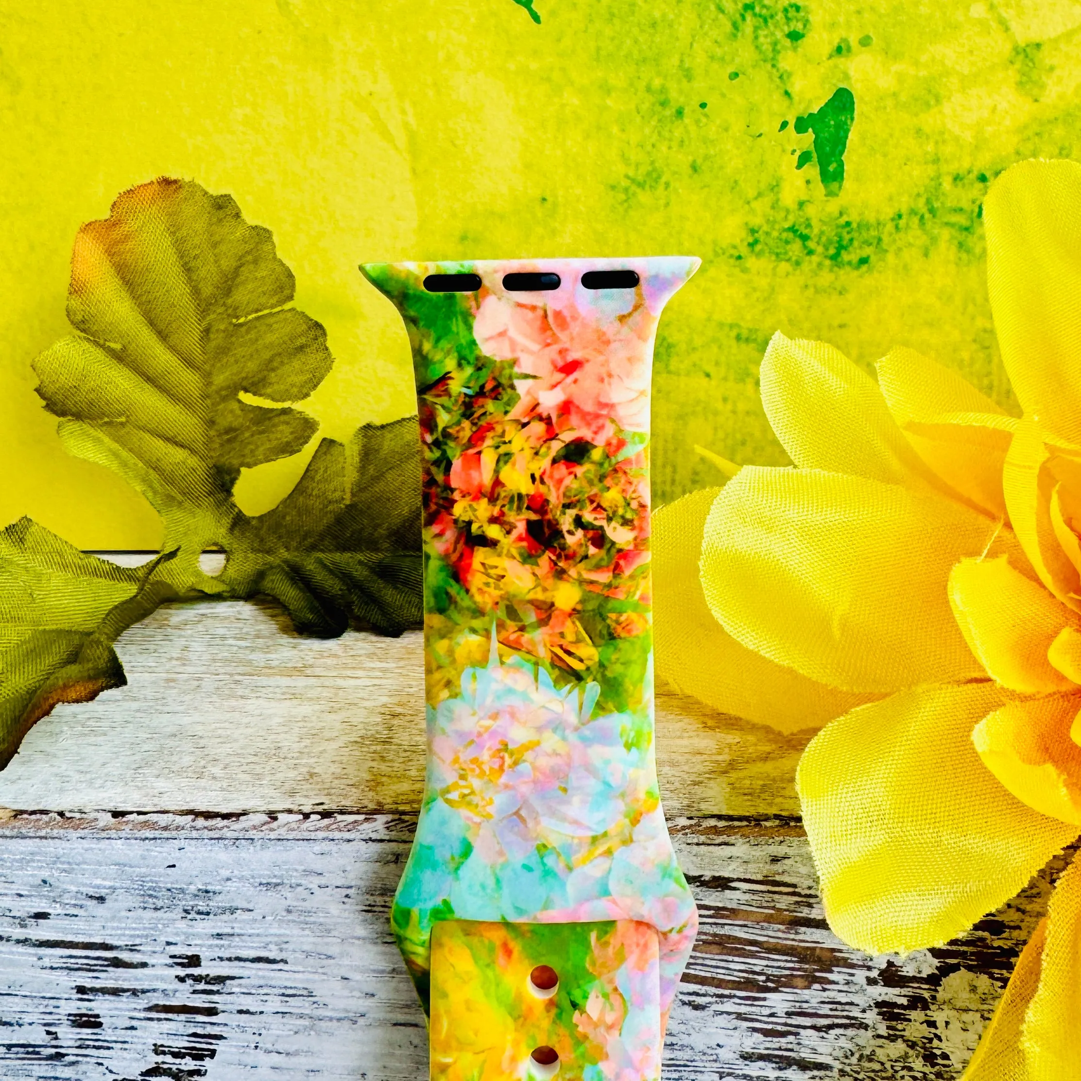 Floral Fusion Print Silicone Band For Apple Watch