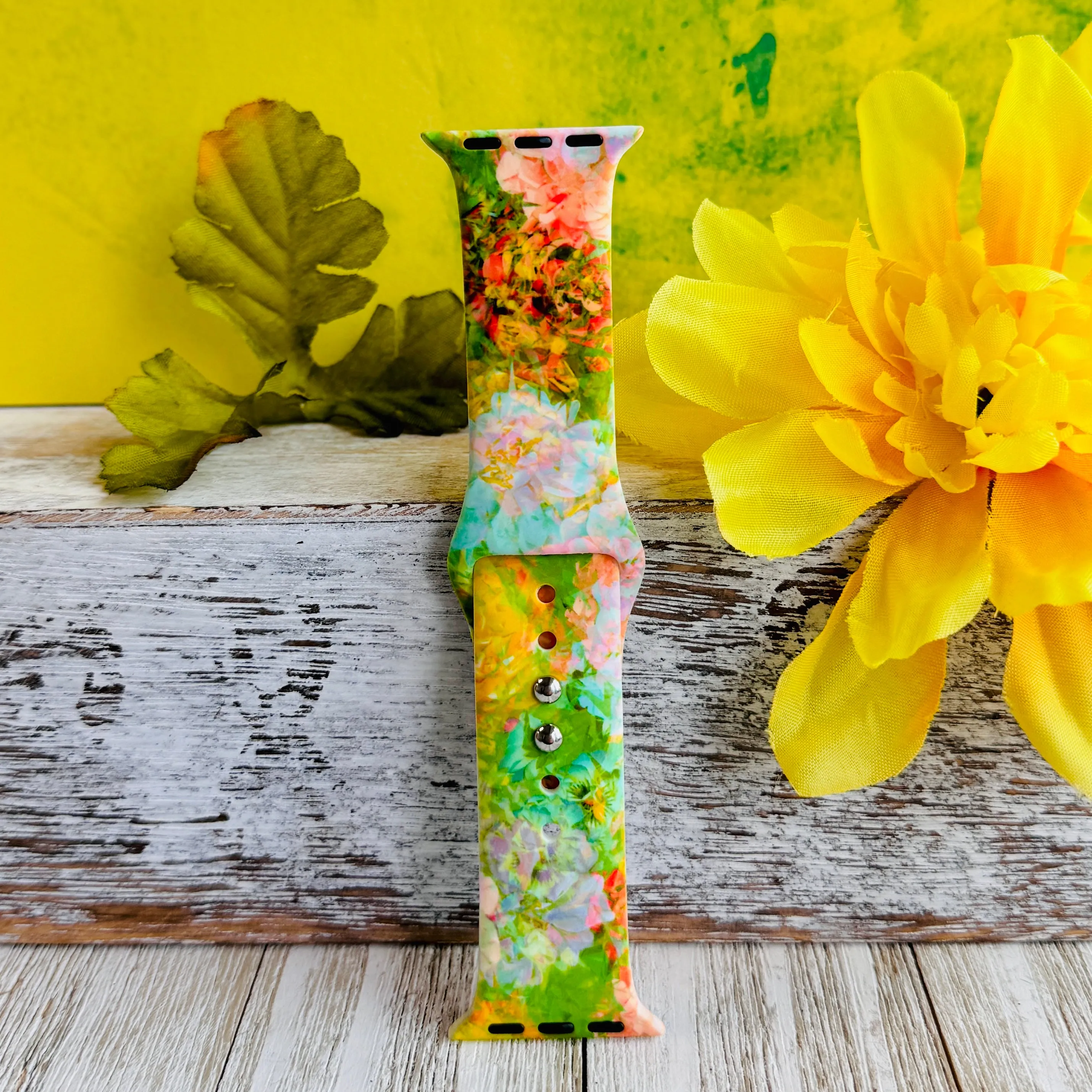 Floral Fusion Print Silicone Band For Apple Watch