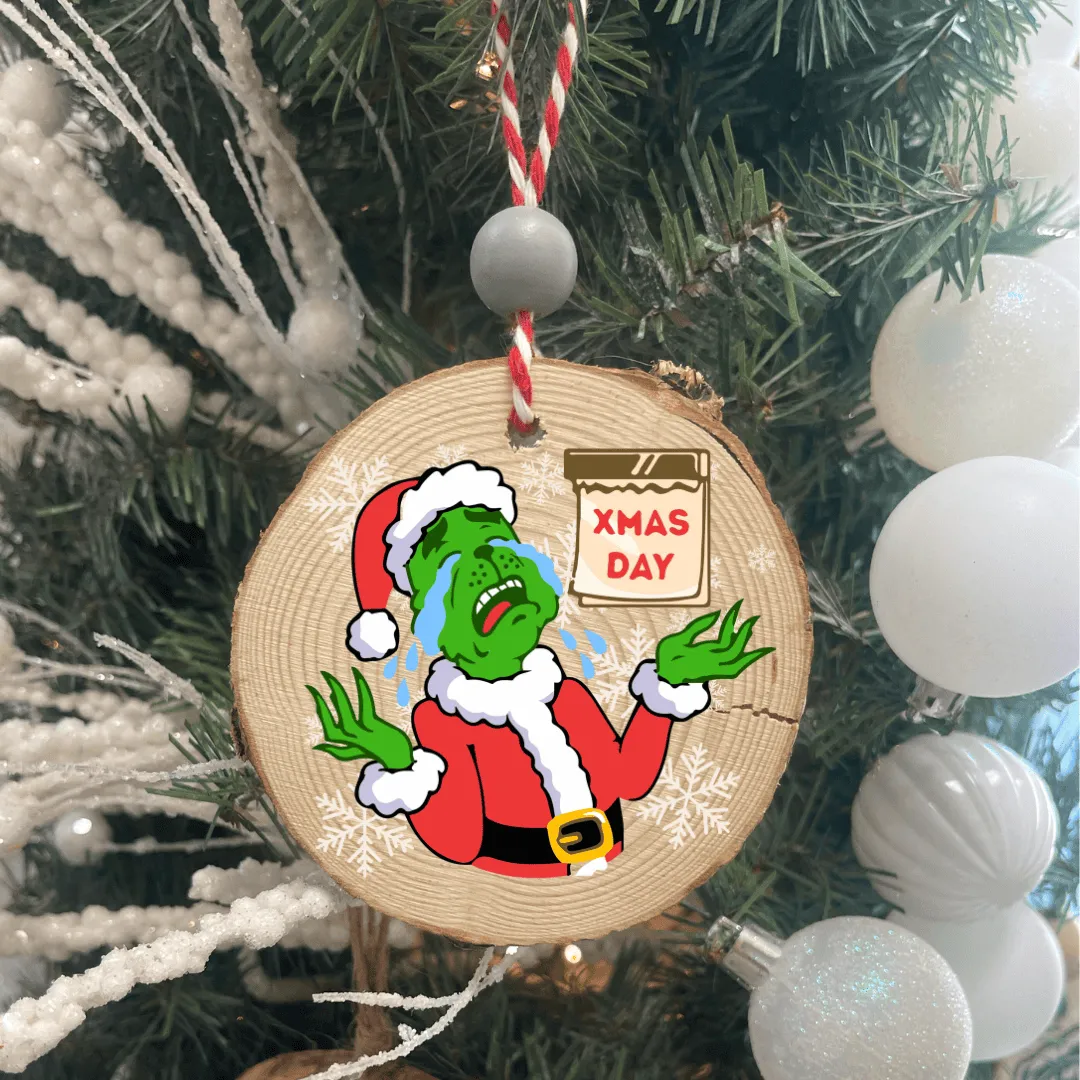 Grinch Solid Wood Round Ornament