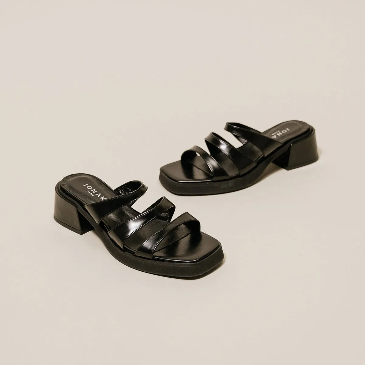 Jonak - Mules Amira Cuir Glace - Noir