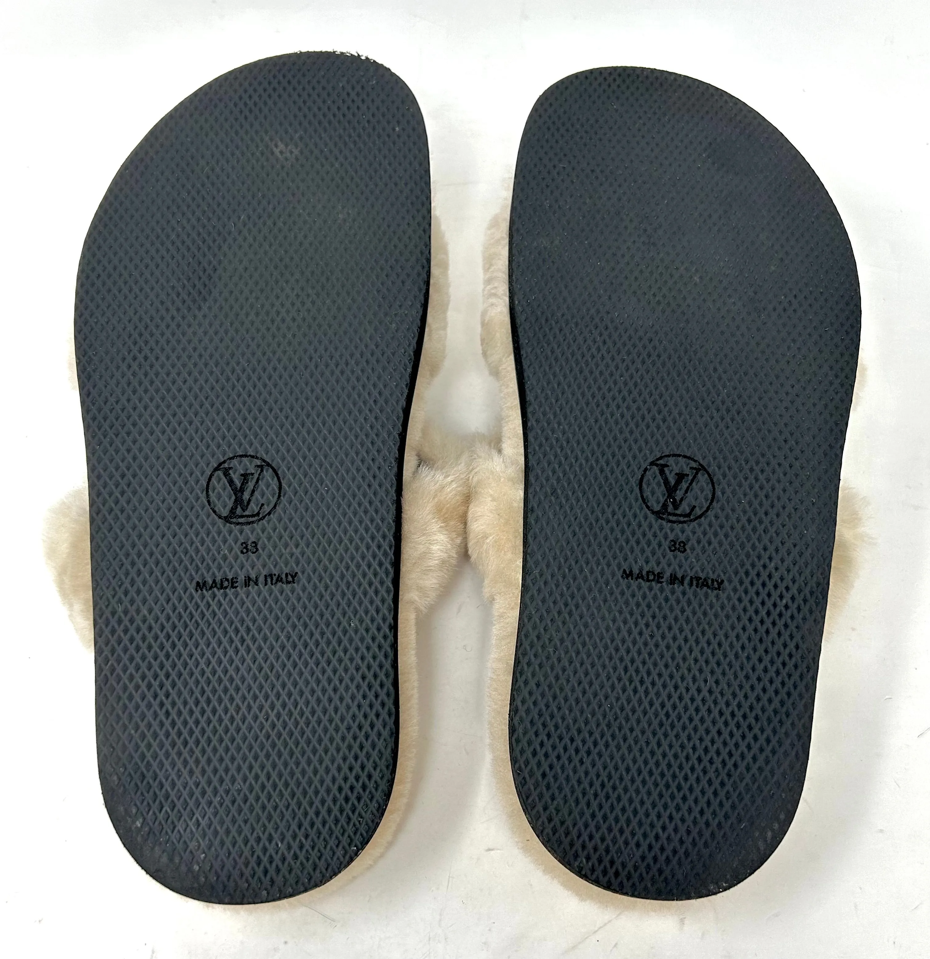 Louis Vuitton Sunset Comfort Nude Shearling Flat Mules 38 UK 5