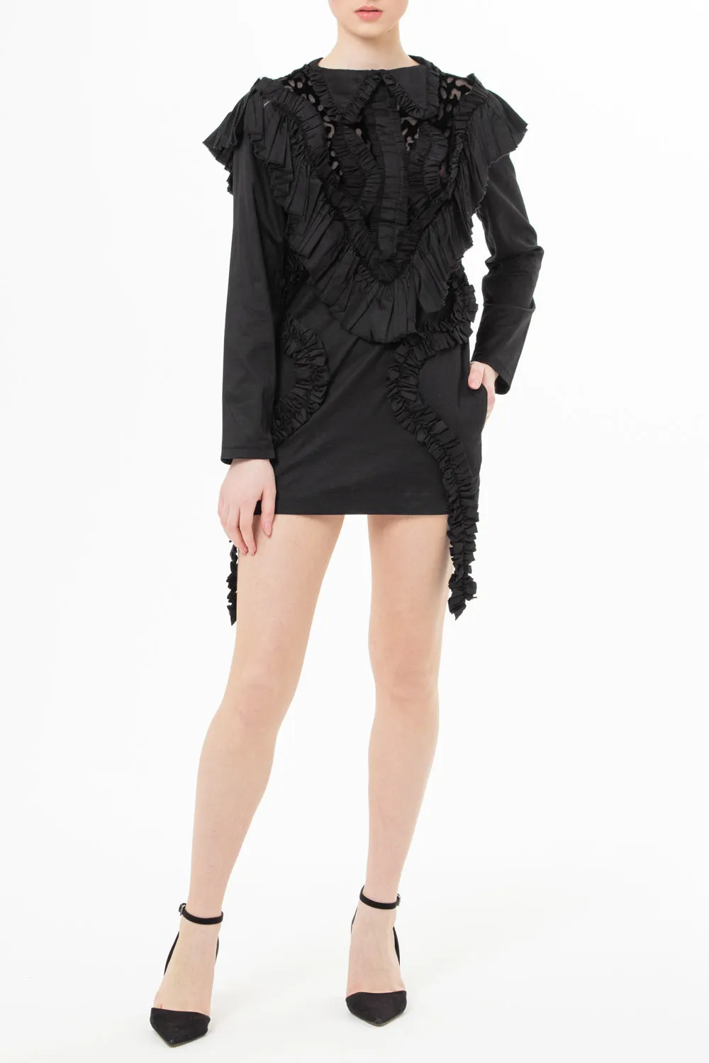 Mini dress with frill