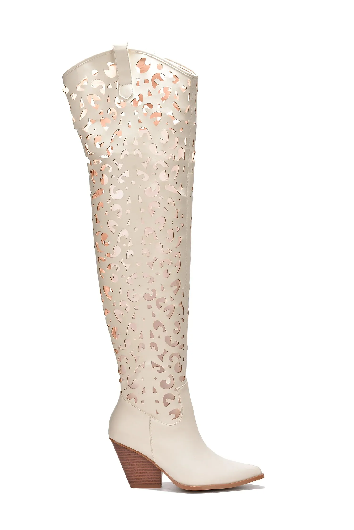 Off White Womens Cutout Chunky Over The Knee Boots