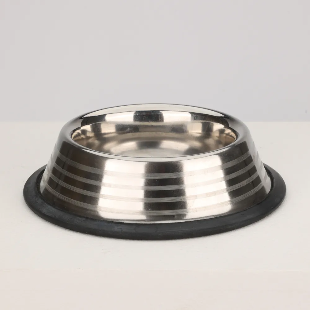 Skatrs Anti Skid Stainless Steel Striped Bowl for Dogs and Cats (Buy 1 Get 1)