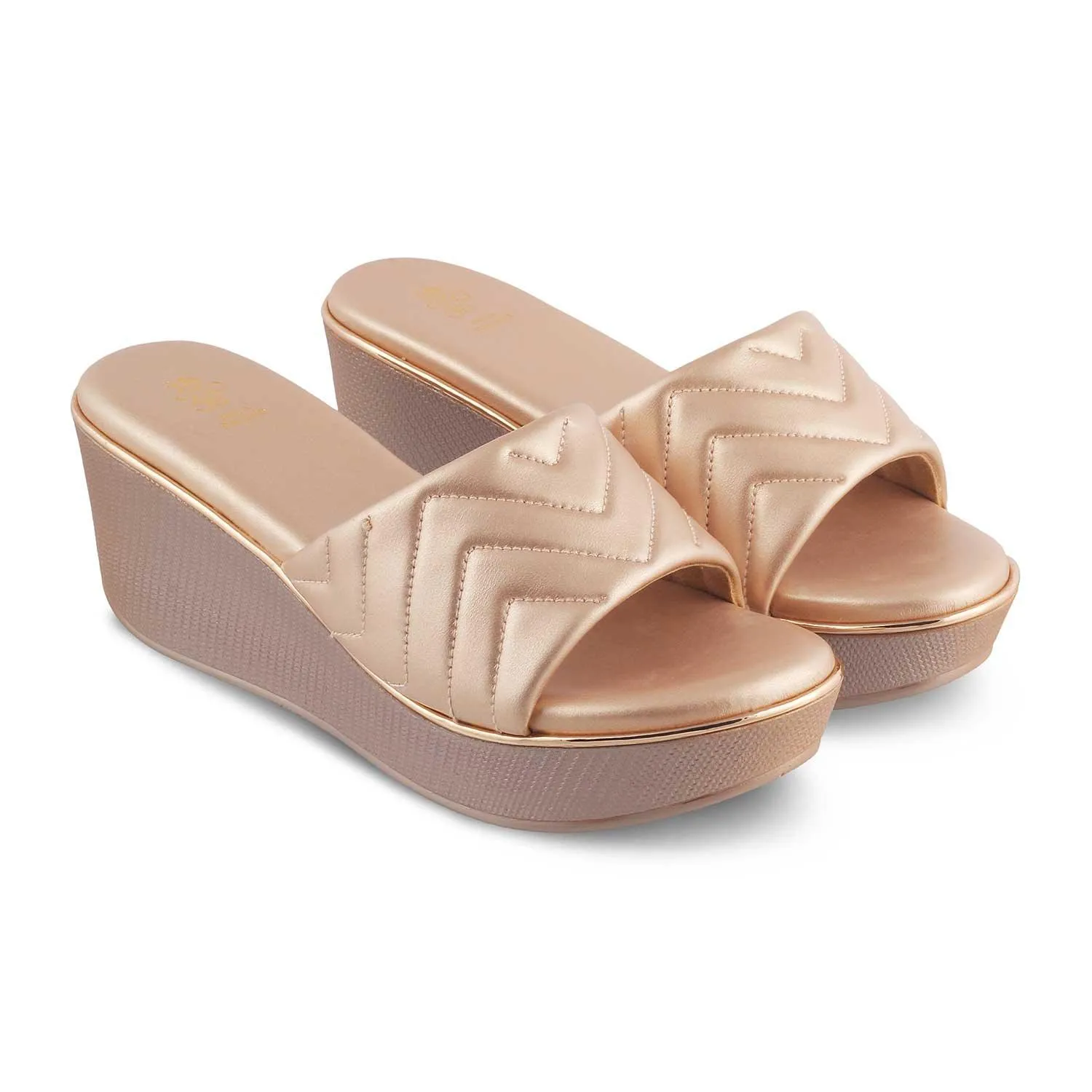 The Coldege Champagne Women's Dress Wedge Sandals Tresmode