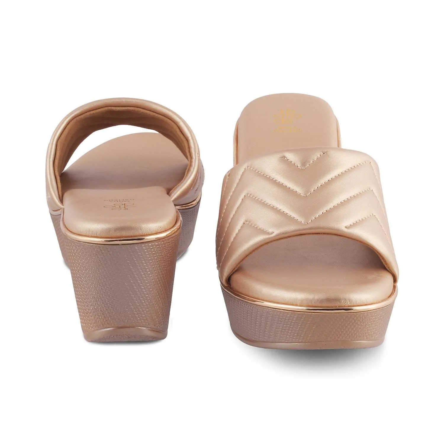 The Coldege Champagne Women's Dress Wedge Sandals Tresmode