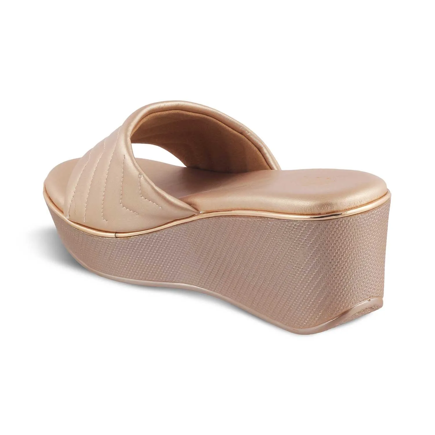 The Coldege Champagne Women's Dress Wedge Sandals Tresmode