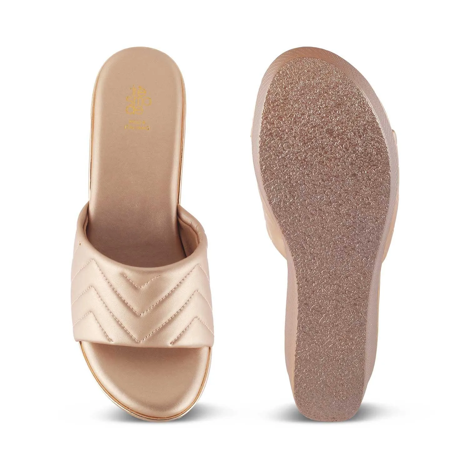 The Coldege Champagne Women's Dress Wedge Sandals Tresmode