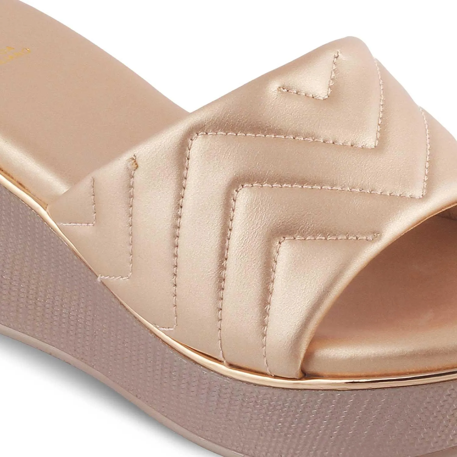 The Coldege Champagne Women's Dress Wedge Sandals Tresmode