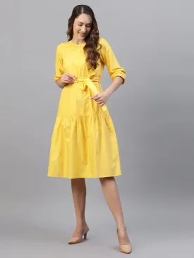 Yellow Cotton Poplin Tie Around Dress
